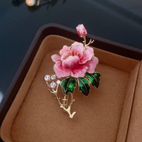 New Vintage Peony Brooch Temperament Elegant Painted Design Flower Corsage Pin Versatile Wedding Jewelry Accessories