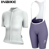 AliExpress INBIKE Women's Cycling Jersey Set Road Bike Jersey Short Sleeves Bicycle Clothing Bike Bib Shorts with Pockets Biking Clothes