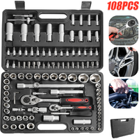 108PCS Steckschlüssel Set Auto Reparatur Werkzeug Ratsche Drehmomentschlüssel Combo Auto Reparatur Werkzeug Set Kombination Buchse Ratsche