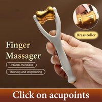 1Pc Brass Finger Massager Dual-Row Roller Massage Tool Relieve Finger Fatigue Promote Blood Portable Massage Tool