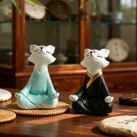 Calming Zen Fox Meditating Resin Statue Lovely Desk Ornament for Office Bedroom Study Room Indoor Relax Home Decoration