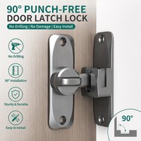 No-Drill 90ยฐBarn Door Lock Latch Sliding Door Buckle Security Bolt for Push-Pull Barn Doors Anti-Theft Door Catch