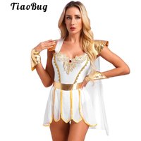Womens Ancient Greek Goddesses Dress Halloween Toga Athena Roman Princess Cosplay Bodysuit with Cape Set Party Fancy Clothing