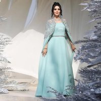 Beading Evening Dresses with Shalw Crystal Cape Dubai Formal Evening Gown A Line Chiffon Wedding Party Dress Customized