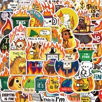 50PCS Cute This is Fine Stickers Skateboard Classic Graffiti Nostalgia Laptop Living Phone Coffee DIY Landscape Wall Bar Sticker