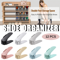 12Pcs Adjustable Shoe Organizer Shoe Support Rack, Space Saving Shoe-Shelf for Closet, Shoe Organizer Shoe Rack for Cabinet
