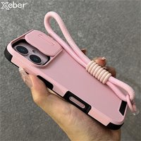 Slide Camera Lens Protection Wrist Strap Hand Lanyard Case For iPhone 17 15 11 12 13 14 16 Pro Max Plus Shockproof Hard Cover
