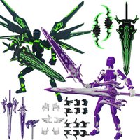 T13 Action Figure Set, Titan 13 3D Printed Articulated Robot with Wings Weapons, Movable Dummy 13 Toy for Kids Collectors