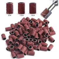 100/50pc Sanding Cap Bands For Electric Manicure Machine 180/120/80 Grit Nail Drill Grinding Bit Files Pedicure Tool
