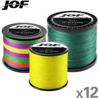 JOF X12 Braided Fishing Line 1000M 500M 300M 12 Strands MultiColor Multifilament Saltwater PE Line 33 42 55 65 90 103 150LB