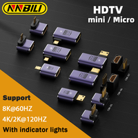NNBILI HDMI-Compatible Adapter 90 270 Degree Right Angle Male to Female Converter 8K@60Hz 4K@120Hz Connector Mini/Micro Extender