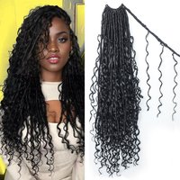 Boho Faux Locs Crochet Hair 18 Inch Goddess Soft Locs with Curly Ends Pre-looped Long Bohemian River Locs for Black Women