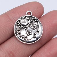 WYSIWYG 10pcs 23x20mm Antique Silver Color Sun Stars Moon Charms For Jewelry Making DIY Jewelry Findings