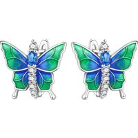 CYCUFF S925 Sterling Silver Blue Green Butterfly Earring Hoop Earring Women Jewelry Original Trendy Anniversary Gifts