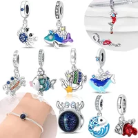 Ocean Crab Fish Whale Koi Dangle Original Charms Silver Plated Beads Fit Bracelets Bag Keychain Charms Diy Women Gift Accessory