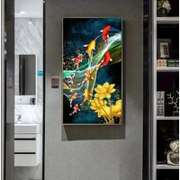 Abstract Feng Shui Koi Fish Canvas Wall Art Vintage Decorative Paintings for Living Room Home Decor Poster