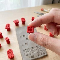 25pcs Plastic Clay Stamp & Molding Kit With Window Patterns Suitable For Polymer Clay, Wax, Resin Crafts - DIY Pottery Stamps