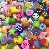 10Pcs Mix Fruit Animals Flowers Resin Charms For Jewelry Making Diy Findings Keychain Bracelets Pendant