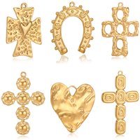3pcs Stainless Steel Exquisite Waterproof Cross Charms for Jewelry Making Lucky Horseshoe Pendant Fit diy Christ Women/Men Craft