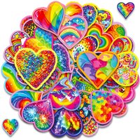 56Pcs New Rainbow Heart Art Stickers Floral Glitter Heart Decals for Journal DIY Sticker Story Store