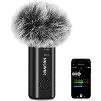 NEEWER KM23B Wireless Lavalier Microphone Transmitter, App Control for iPhone Android Phone, Noise Cancelling 8Hrs Battery