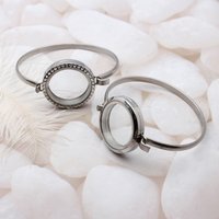 2pc/lot Glass Locket Bangle Stainless Steel Living Floating Locket Bracelet 25mm 30mm Fit For Floating Locket Charms Jewelrys