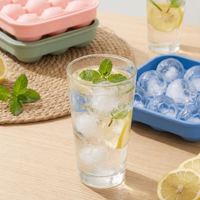 Kitchen Tools 4/9 Grids Ice Ball Mold Non-stick Silicone Football Ice Cubes Mold DIY with Lid Ice Cube Maker Cold Drink