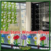 Pixel Style Static Window Cling Decorations Mosaic Vine Flower Glass Pixelation Decorative Static Electricity Adsorption Sticker