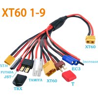 XT60 1-9 Multiple plugs Conversion cable converter Terminal T EC3 XT30 JST TRX FUTABA TAMIYA Increase Plug Charger Accessory