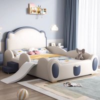 !@Kids' Bed for Boys, Simple Modern Kids' Room, Cartoon Princess Bed, Slide Bed, Guardrail Bed, Widened Solid Wood Storage Bed