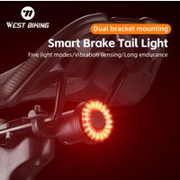 WEST BIKING-enquêter arrière de vélo à détection intelligente, feu arrière de vélo de route VTT, étanche IPX6, charge de type C, accessoire de cyclisme