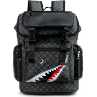 New PU Leather Backpack with Shark-inspired Design for Students and Travelers mochilas de hombre messenger bag
