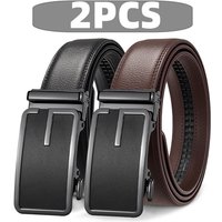 Men’s Luxury Automatic Buckle Belt, High Quality Genuine Leather, Cuttable Black Brown Business Casual Fashion Belt