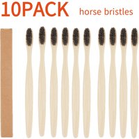 10pcs Bamboo Toothbrushes with Horse Bristles Eco-friendly Wooden Toothbrush with individually package