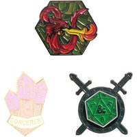 3Pcs/Set Game DND Dice Pink Crystal Enamel Brooch Fashion Funny Metal Badge Lapel Pin Cosplay Jewelry Accessories Fan Gift