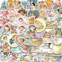 50PCS VINTAGE Cartoon Stickers Aesthetic Decorative Laptop Scrapbook Phone Waterproof Luggage Wall Bottles Graffiti Sticker