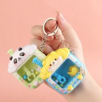 Cartoon Mini Claw Machine Keychain Fashion Bag Charm Backpack Pendant Keyring Fashion Egg Twisting Toy For Gift