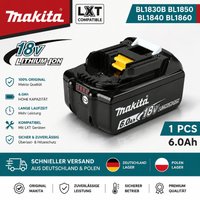 Original Makita 18V 6.0Ah Akku-Pack Li-Ion Wiederaufladbar BL1860B Ersatzakku Kompatibel mit Makita LXT 18V Akku-Werkzeugen Bohrschrauber Schlagschrauber Winkelschleifer EU-Lagerbestand