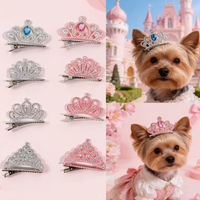 4/8 pet rhinestone crown hair clips, cute hair accessories for small dogs and cats, teddy bear decorations, hair clips
