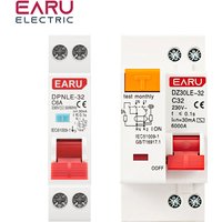 18MM 36MM 1P+N 230V 6/10/16/25/32/40/50/63A Residual Current Circuit Breaker With Over And Short Current Leakage Protection MCB