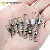 100Pcs 4-12# Ball Bearing Fishing Swivel Connector Interlock Snap Pin Solid Rolling Ring Heavy Duty Accessory for Lure Bait Gear