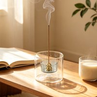 Double Glass Incense Burner Gourd-shaped Incense Holder with Glass Ash Catcher Incense Stick Holder for Meditation Yoga Spa