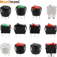 6pcs On Off Rocker Switch 2p 3p Kcd1 Kcd3 Mini Latching Round Toggle SPST Snap For Automobile Boat