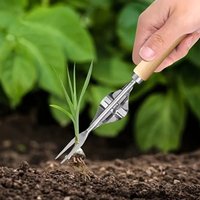 1 multifunctional ergonomic stainless steel weeding tool: easy to remove weeds and dandelions, wooden handle weeding shovel