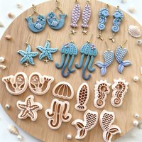 Ocean Animal Series Polymer Clay Cutters Summer Jellyfish Starfish Seal Seahorse Pottery Clay Earrings Jewelry Making Molds Tool