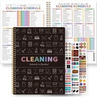 Cleaning Planner Spiral Notebook A5 Weekly Monthly Cleaning Schedule Deep Clean Checklist Household Organizer with Stickers