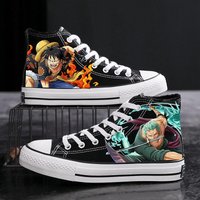 One Piece Men's Canvas Shoes High-Top Monkey D. Luffy Roronoa Zoro Casual Couple Shoes Sneakers Anime Graffiti Shoes Gift