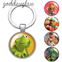 Frog Funny Muppets Most Wanted Pig Photo glass cabochon keychain Bag Car key chain Ring Holder Charms keychains gift