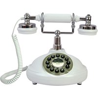 Retro Corded Landline Phone White Classic Vintage Old Fashion Telephone for Home & Office, Wired Antique Home Phone Gift