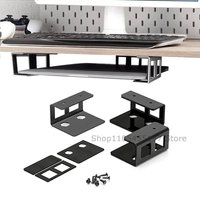 A Set Metal Hanging Computer Storage Racks with Screws Anti-slip Pads for Under The Desk Storage Brackets for Computer TV Boxes